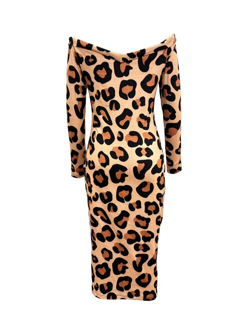 womens shoulder leopard print jersey dress knit fabric - Temu womens shoulder leopard print jersey dress knit fabric - Temu
