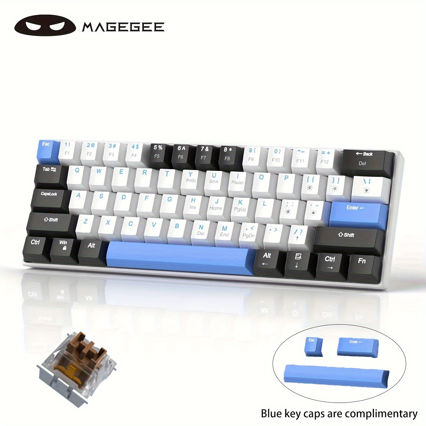 

60% Mechanical Keyboard, Backlit Ergonomic Gaming Keyboard Small Compact 60% Mechanical Keyboard, Portable 60% Wired Gaming Keyboard For Gamers (black White)