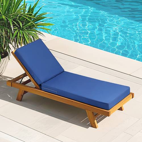 outdoor furniture chaise lounge cushion high density foam soft and comfortable lounger cushion for patio lawn beach pool resort waterproof and fade resistant lounge deck chair cushion 72x21x3 inches navy blue