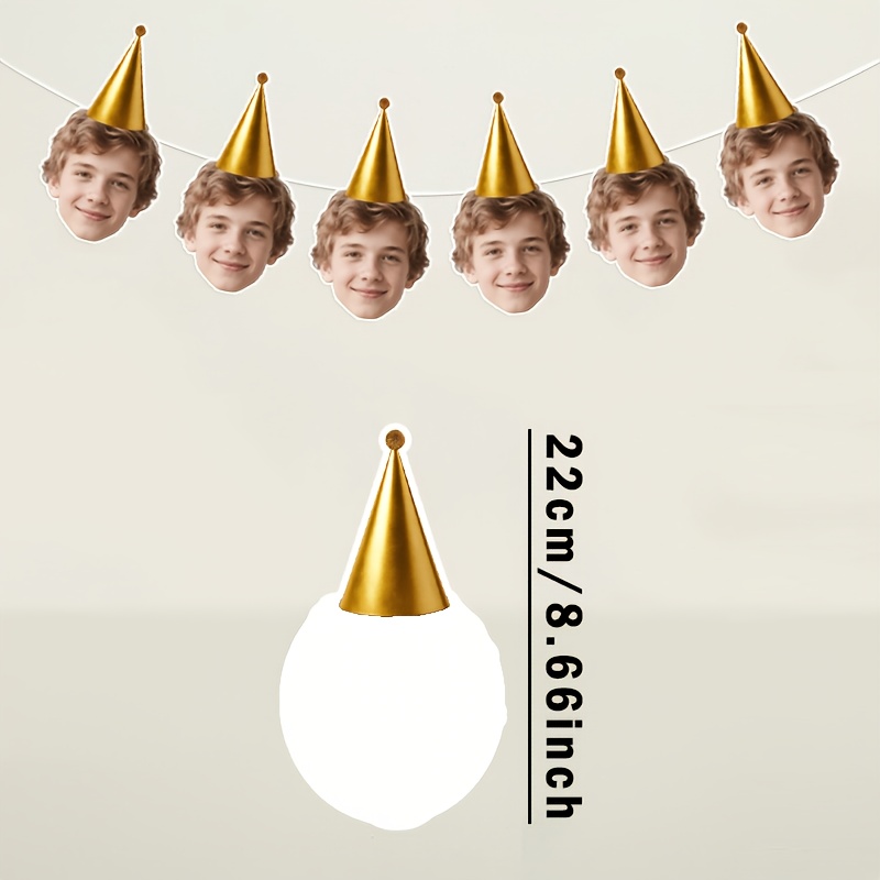 TEMU 6/12pcs Custom Hats Face Banner Personalized Party Supplies Moving Home Graduation Birthday Banner For Parties, Multipurpose Party Banners