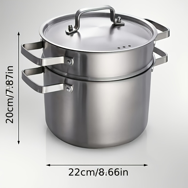   stainless steel pasta pot set with steamer basket and lid durable cookware boiler for steaming and cooking kitchen essentials