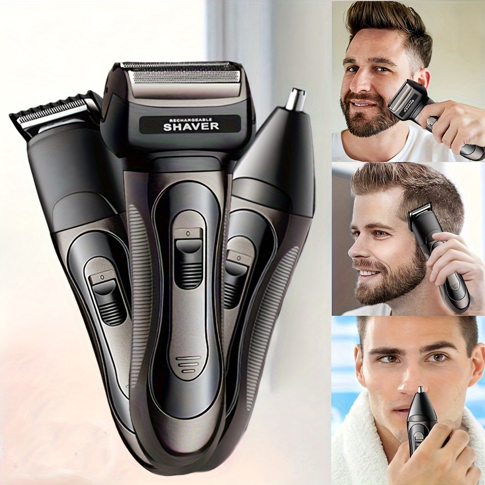 

3-in-1 Men's Electric - Usb Rechargeable, Cordless Foil Shaver With Precision Beard & Trimmer, Reciprocating For Smooth Shaving And Nose Hair Removal