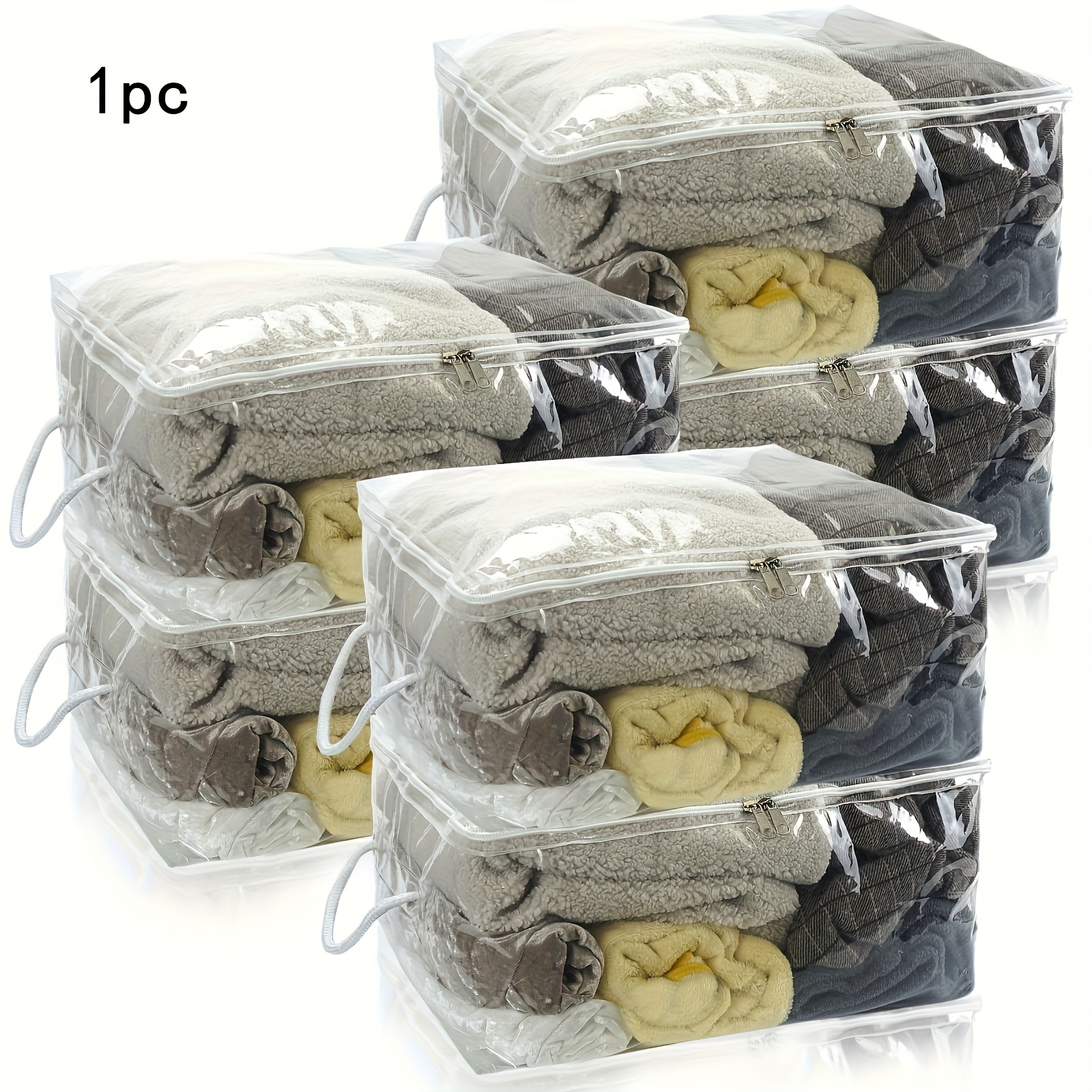 RIKOOI Transparent PVC Storage Bag with Zipper and Handle, Multiple Sizes
