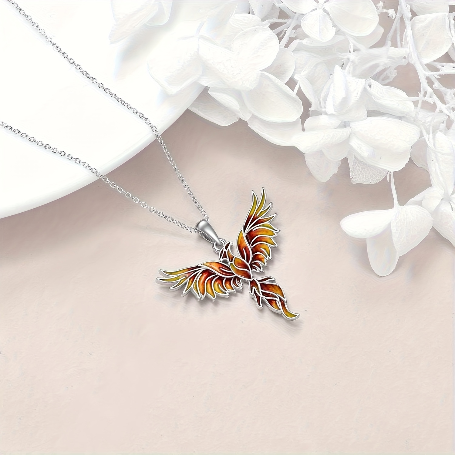 TEMU An Elegant Phoenix Pendant Necklace Featuring An Enamel , Symbolizing From Shackles To Embrace , Making It The Jewelry Gift For Mothers, Wives,
