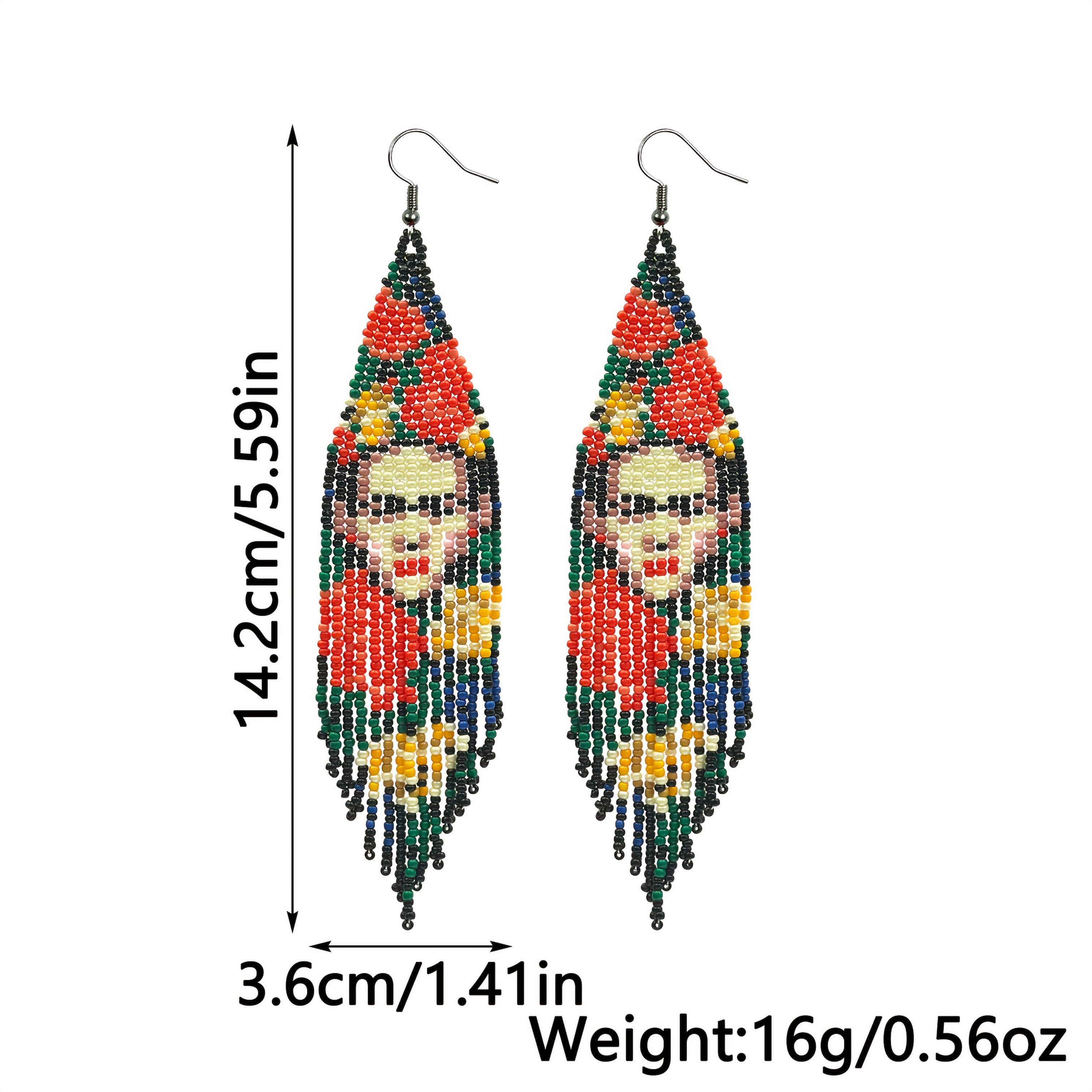 Bohemian Glass Bead Tassel Earrings, Handmade