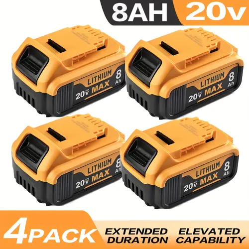 8 0ah 20 compatible battery pack non oem 1 2 4 6 8 pack replacement for dcb201 dcb200 dcb207 dcb206 high capacity lithium tool battery with fast charging for dewalt 20 drills saws cordless tools