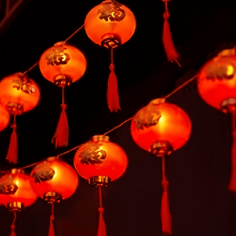 TEMU 78.74-inch/2-meter Led Lantern String Lights With 10 Bulbs, Battery-powered. Suitable For , Chinese New Year, Spring Festival, And Party
