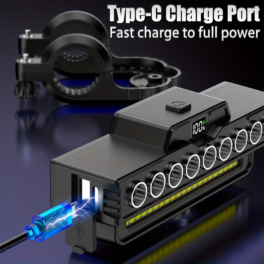 Ultra-heldere 9 LED fietsverlichting, USB oplaadbare fietsverlichting set, 7 verlichtingsmodi voor voorfietsverlichting, bevestiging voorop, perfect voor nachtrijden en mountainbiken, geweldig cadeau voor Halloween en Kerst