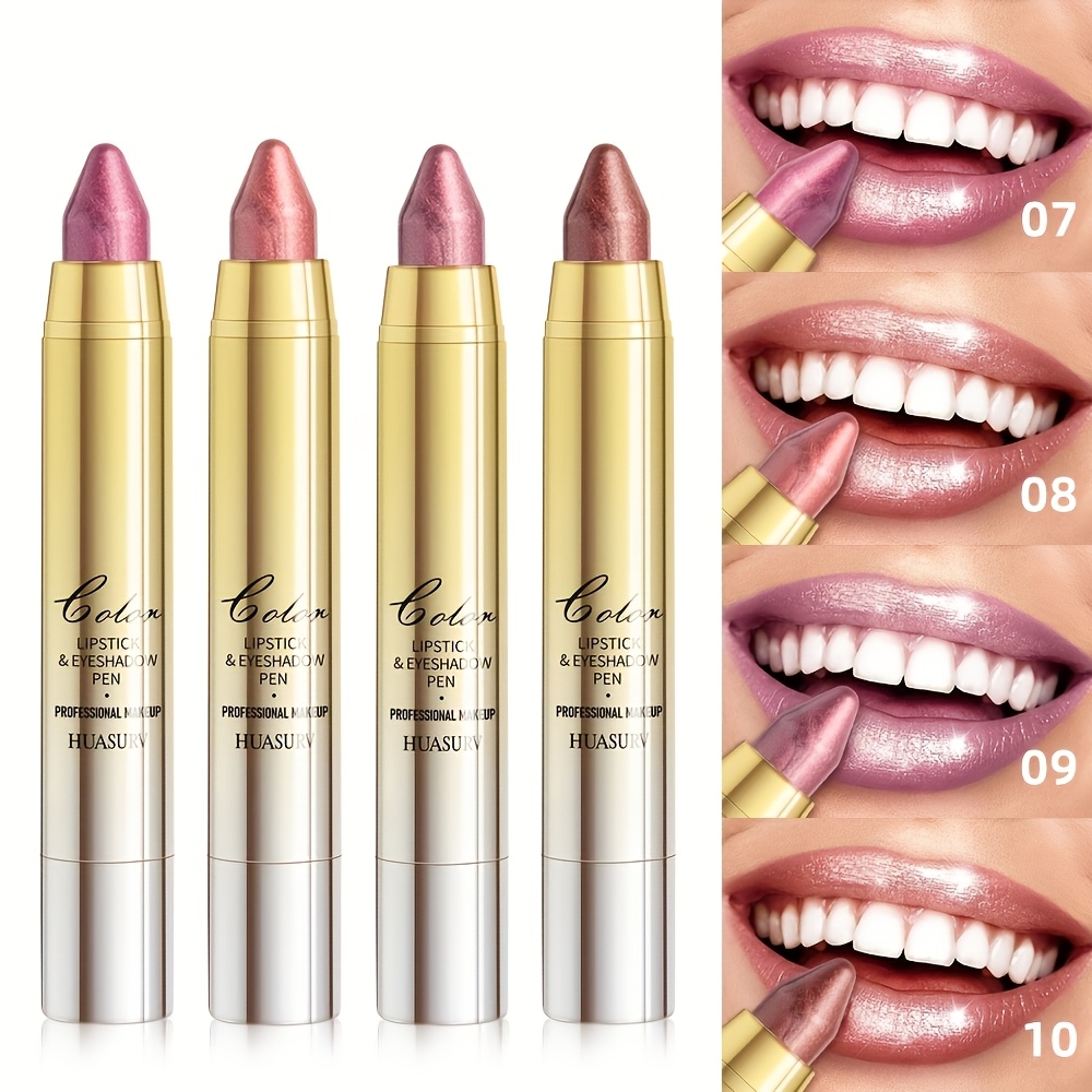 Valentine's Day Gift [holiday Gifts] [4pcs] Huasurv Lipstick Eyeshadow Pen Natural Plump Pearlescent Hs3003 - 4 Pack