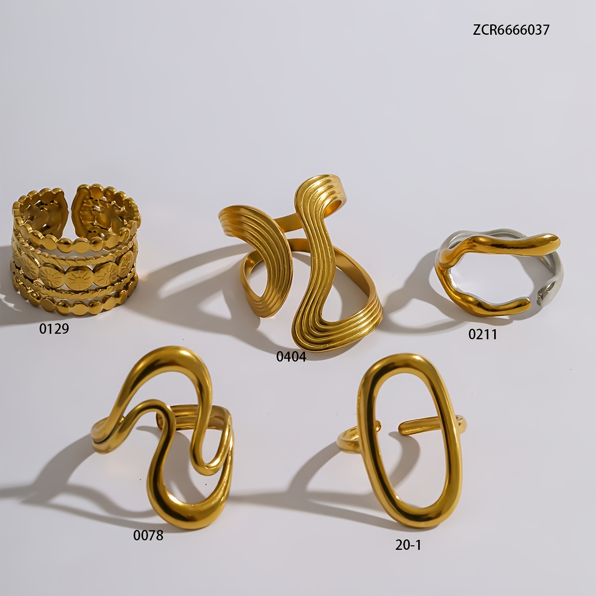 TEMU 5pcs Vintage Elegant High-end Ring Set Unisex Wide Band Gift Ring High-end Sense Minimalist Set