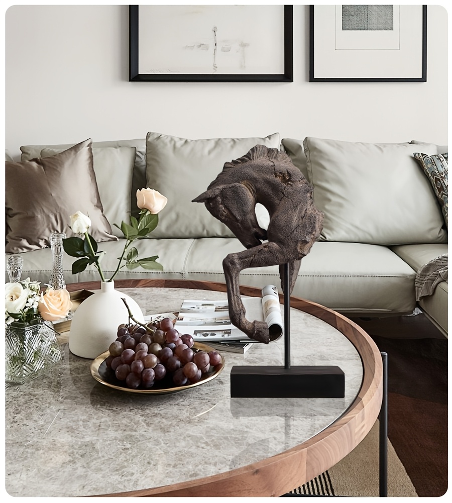 Easegen Home Vintage Rustic Horse Head Sculpture Statue - Resin Abstract Horse Statue with, Tabletop Decor Suitable for Desk, Shelf, Bookcase, Modern Home Office Decorations, Gift for Horse Lovers, Art Collectors