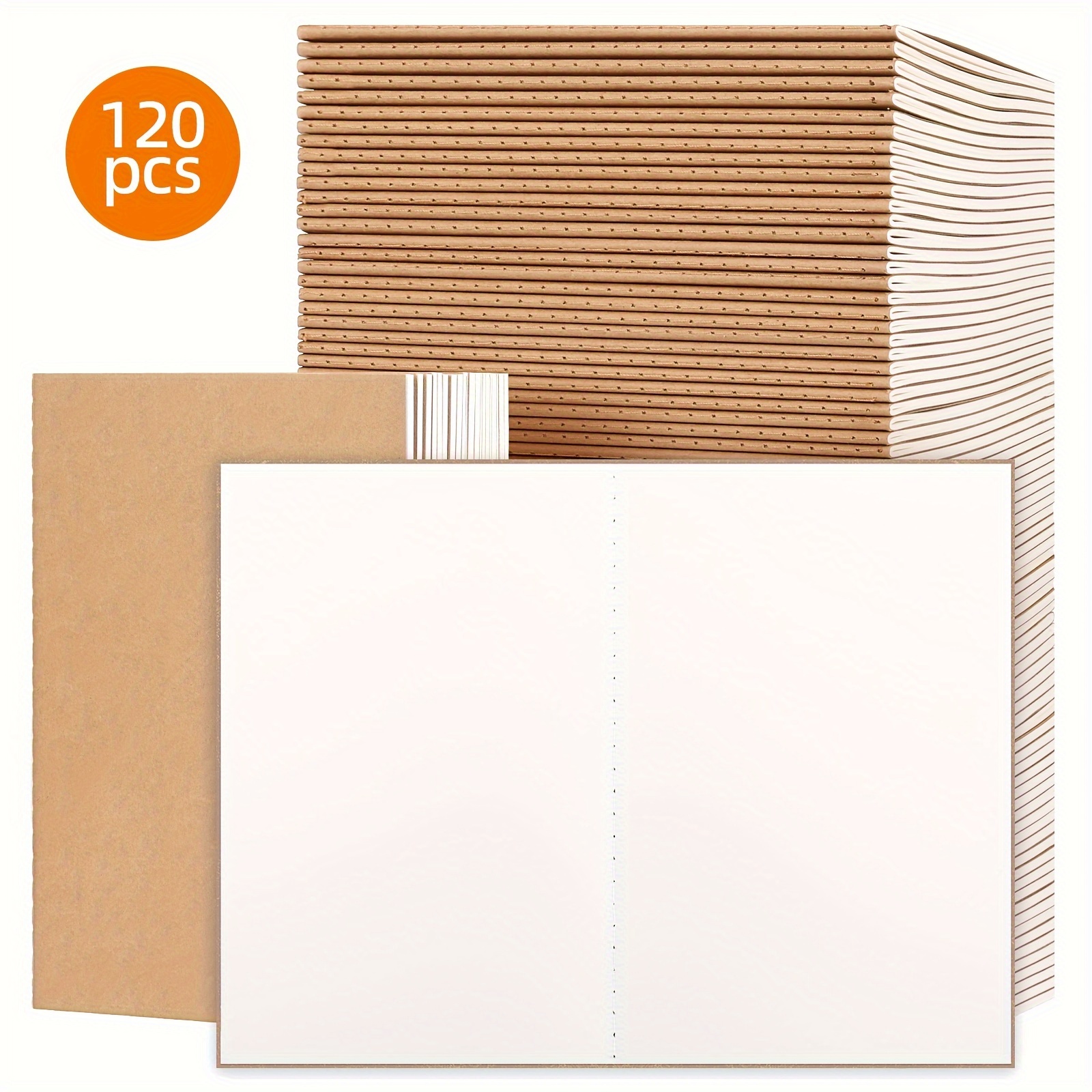 

Superlele 120pcs/100pcs/72pcs/24pcs A5 Kraft Notebooks, 8.3x5.5in Blank Page Journals In Bulk, Sketchbooks Bulk, Travel Journal Set, For Work, , , Office Supplies, Christmas Gift