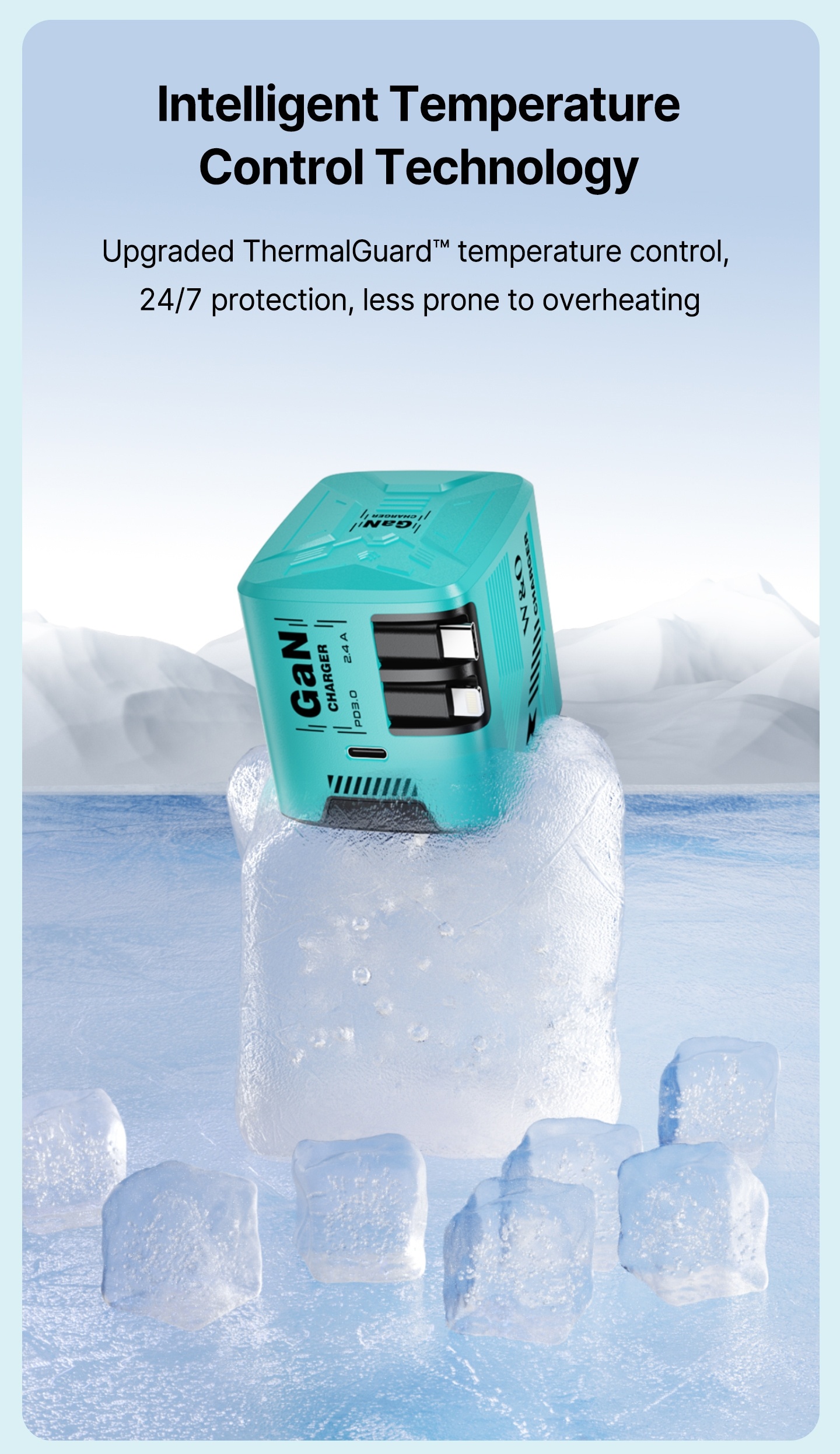 120W GaN Charger Fast Charging, with 120cm/14.7inch Retractable Phone Charger Wall Plug with Lightning And Type-C Cables, for IPhone16/15/14/13/12/11 Series, S25/24, Android And More