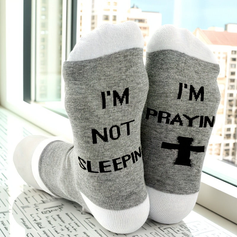 TEMU 1-pair (or Suitable For) Men's " Resting " Christian Novelty Socks - Mid-calf Socks With Funny Gift For Church, Humor Apparel For Men - Machine