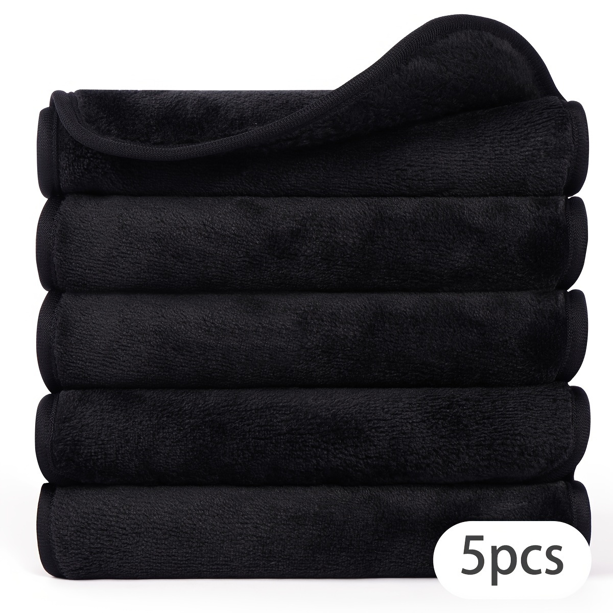 Image of Set Of 5 Reusable Makeup Remover Pads Made From Microfiber, Designed For Gentle And Cleansing Without Chemicals. Washable Towels Ideal For Beauty Routines And Spa Treatments