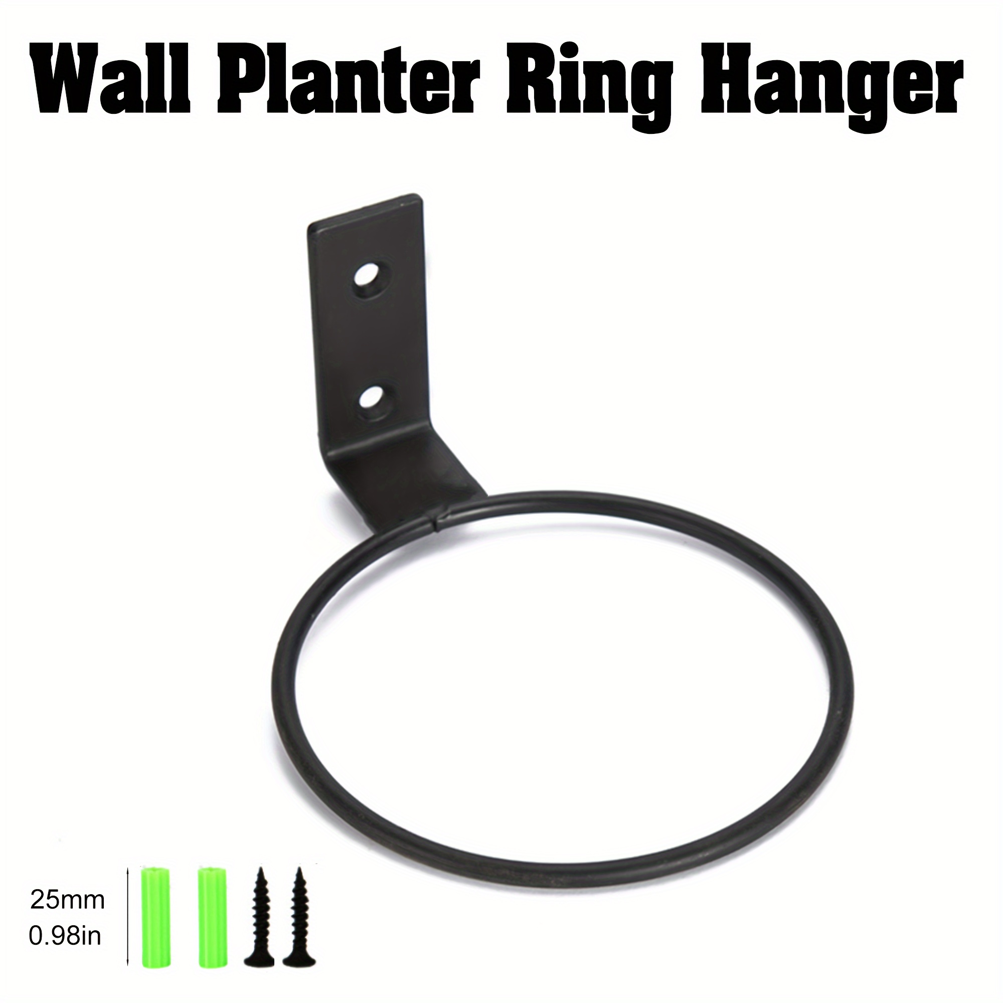 

Black Metal Wall-mounted Plant Holder Ring - Versatile Flower Pot & Basket Hook For Garden Tools, 4/5/6/8 Inch