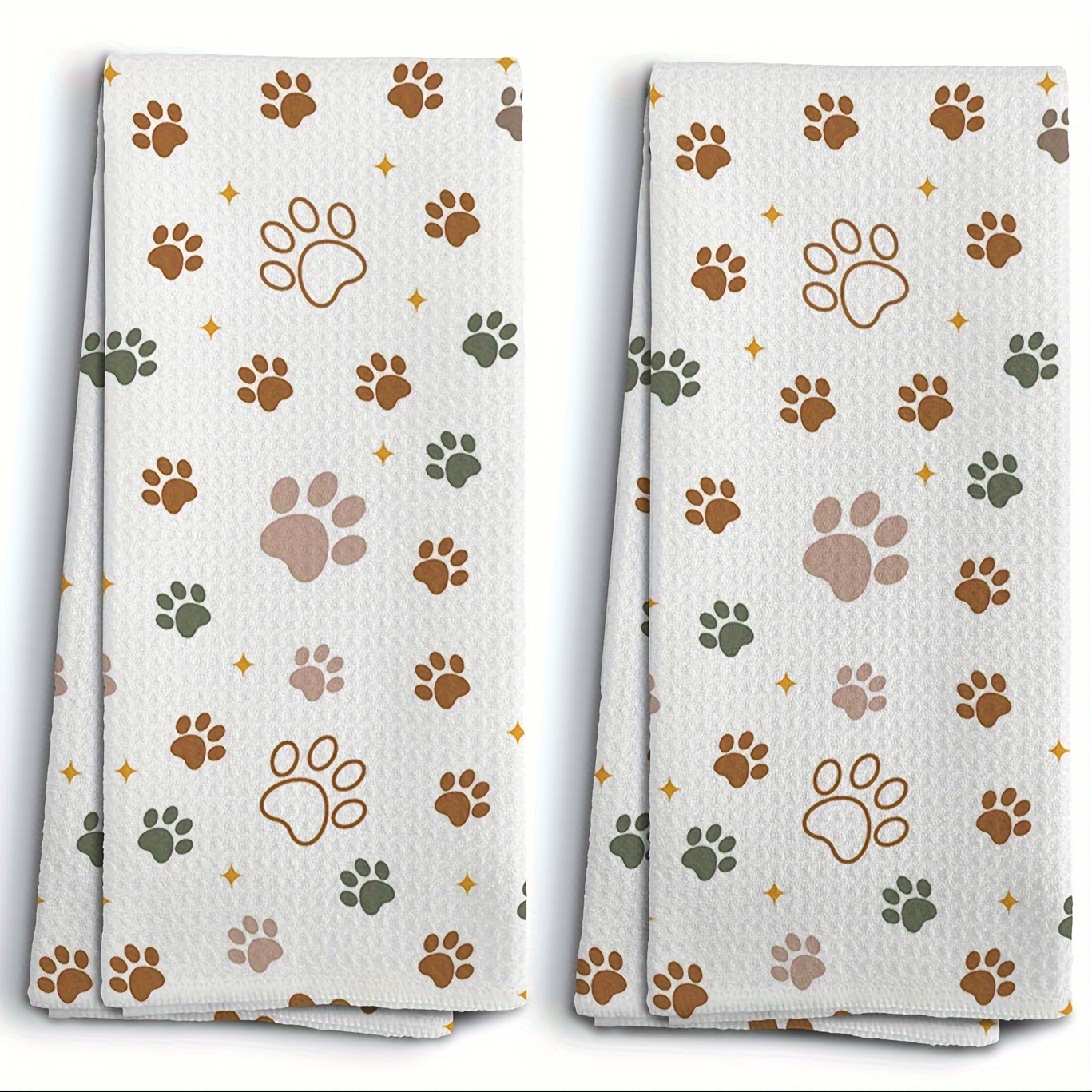 

2-pack Dog Paw Print Kitchen Towels - Super Soft, Woven Polyester Dish Towels, Modern Animal-themed Decorative Hand Towels For Kitchen, Machine Washable Oblong Dishcloths