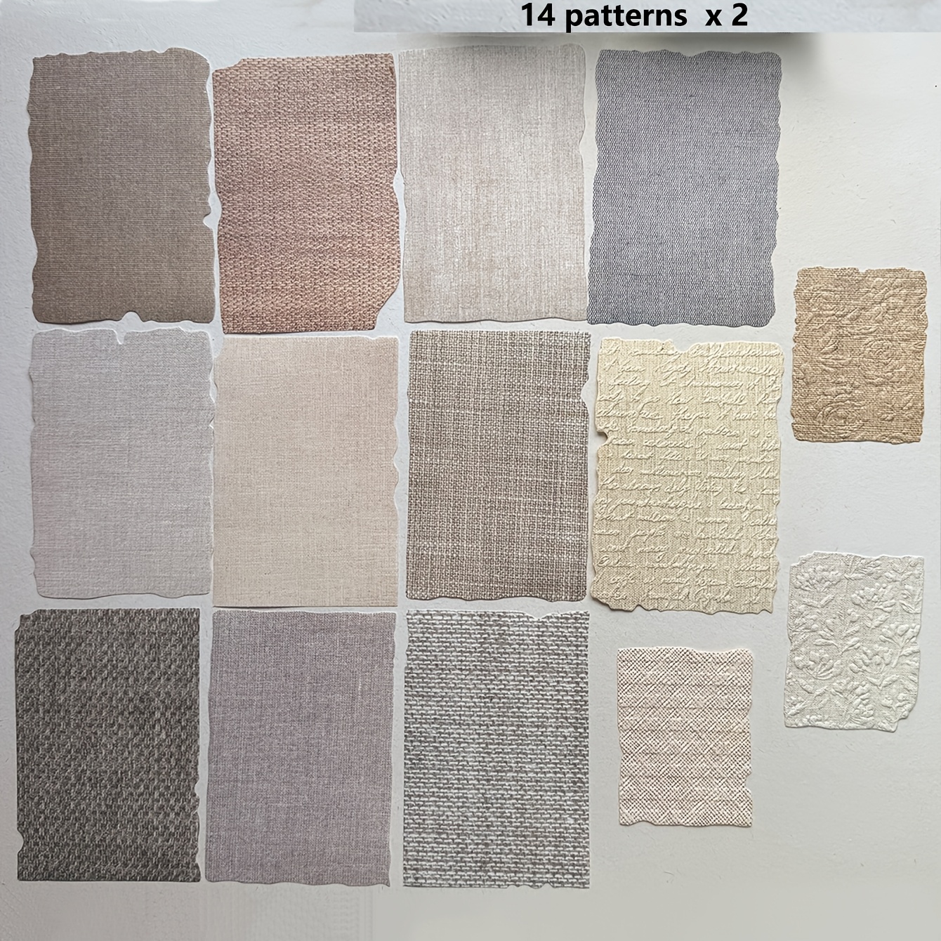 TEMU 28 Sheets Irregular Edge Material Paper Vintage Linen Texture Pattern Decorative Journal Collage Material