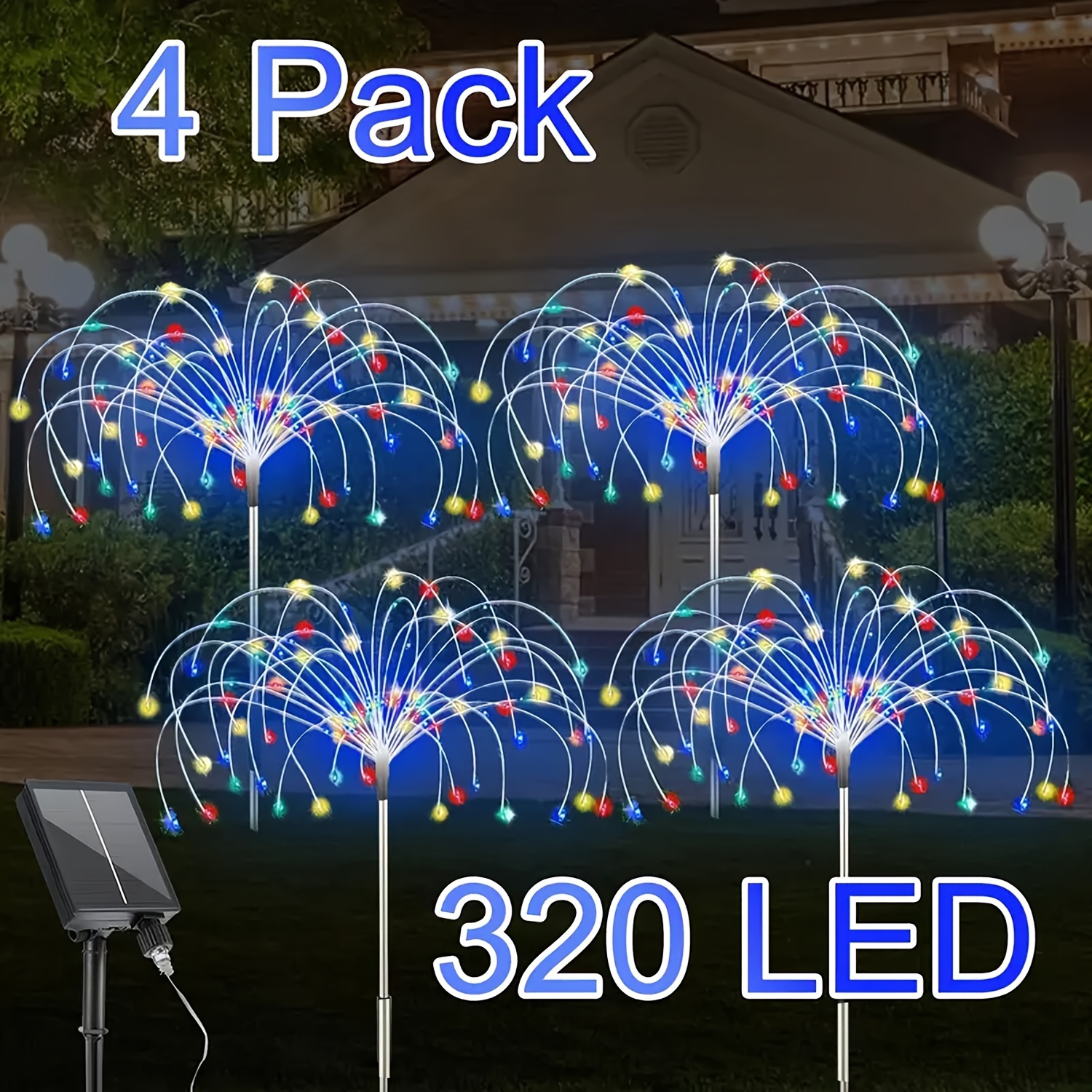 

4-pack Solar Fireworks Lights, Christmas Decoration Ip65 Waterproof, Lights With 8 Lighting Modes, Fairy Lights Suitable For, Wedding, Party, Decoration (multi-color)4pack-320/240 Led/1pack 90 Led