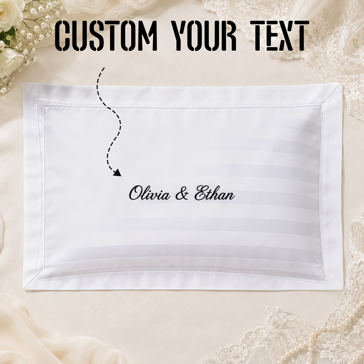 TEMU 1 con Testo Ricamato Personalizzabile, Adatta per Decorare Stanze per Matrimoni/Anniversari/San Valentino. Disponibili Anche Federe Ricamate con