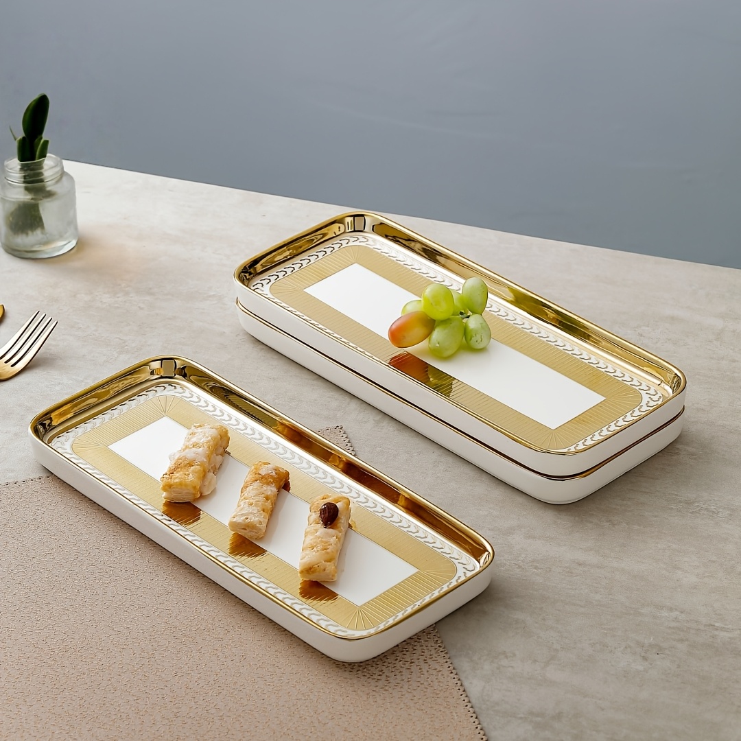 2er set goldene 30 cm (11 8 zoll) rechteckige teller