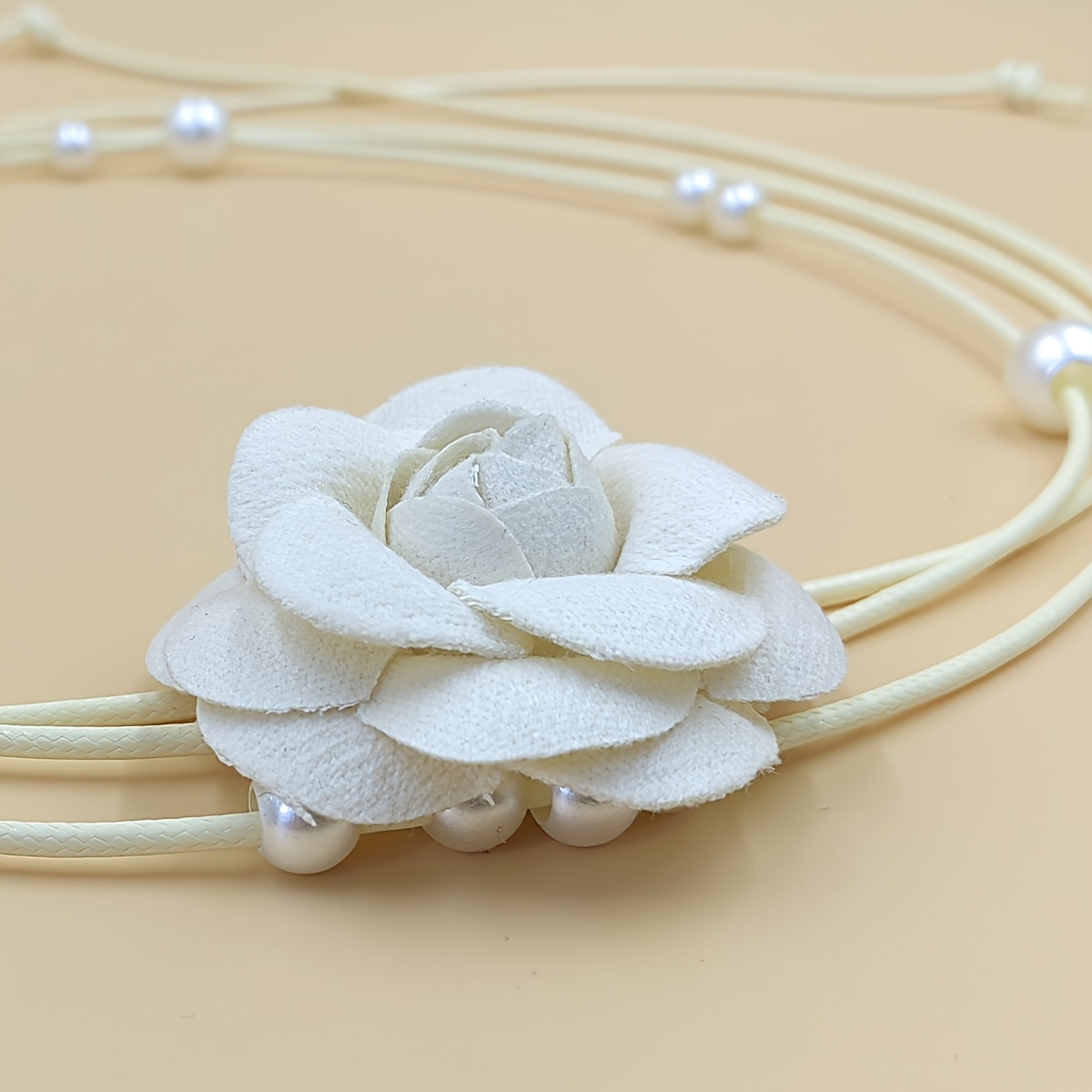 elegant adjustable floral bead waist cord belt vintage  display picture 1