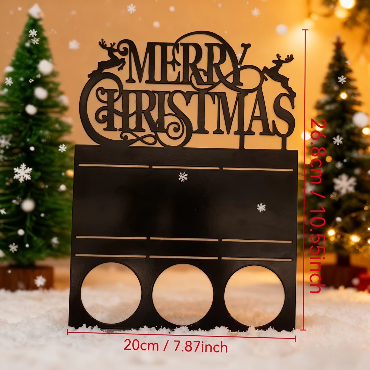 Image of Citonging Merry Christmas Metal Candle Holder, Reindeer & Letter Design Christmas Decor, Festive Home Decor Candle Stand For Holiday Atmosphere