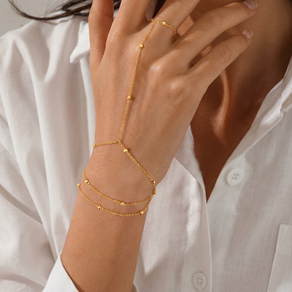 Image of Versatile Easy Bead Finger Fashionable Trendy Individual Temperament Finger Chain