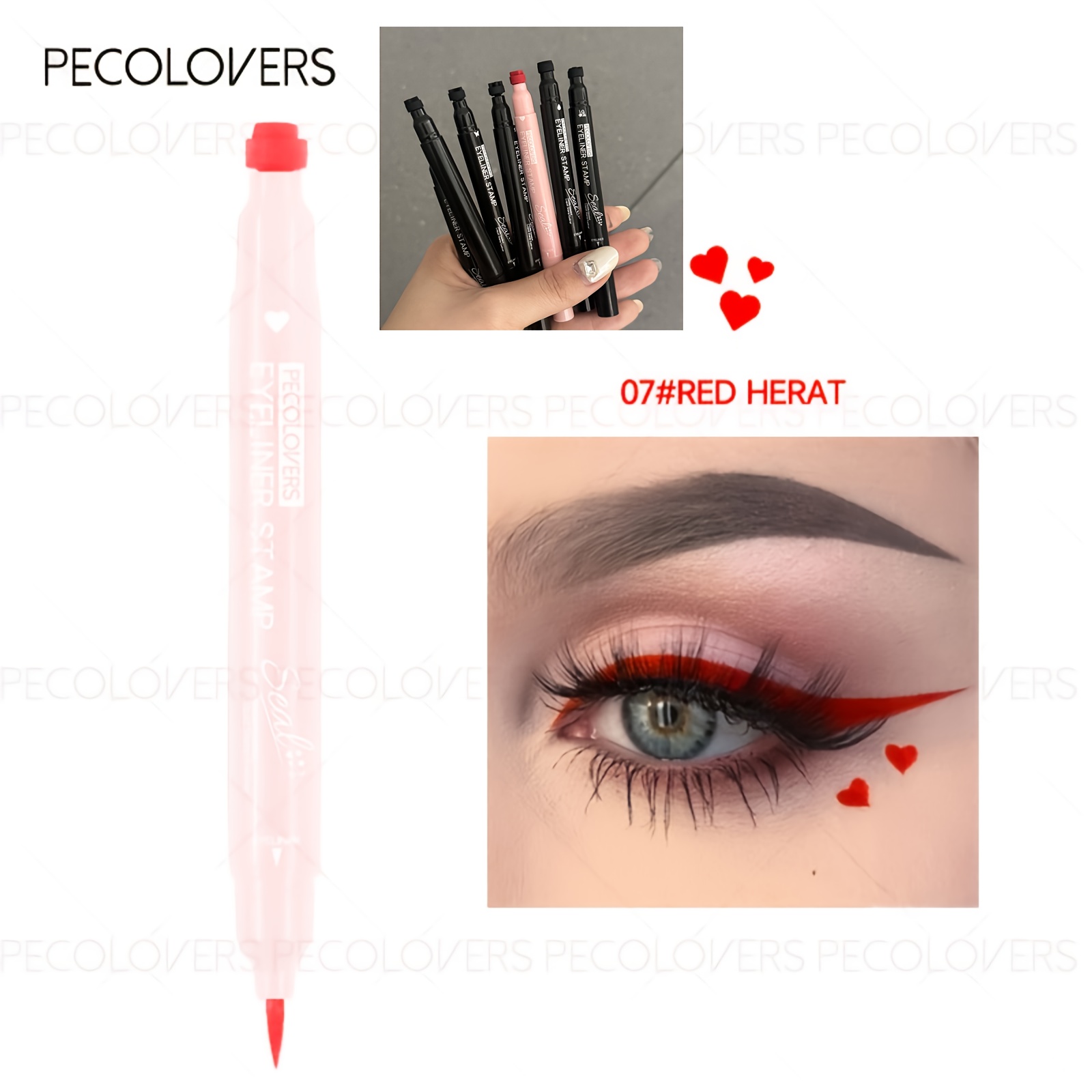 Image of 1pc Double-ended Liquid Eyeliner, Black/red, Waterproof And Anti-smudge Makeup, Quick Drying, Smooth, Fashionable Packaging, Music Festival Party, Valentine's Day Gift