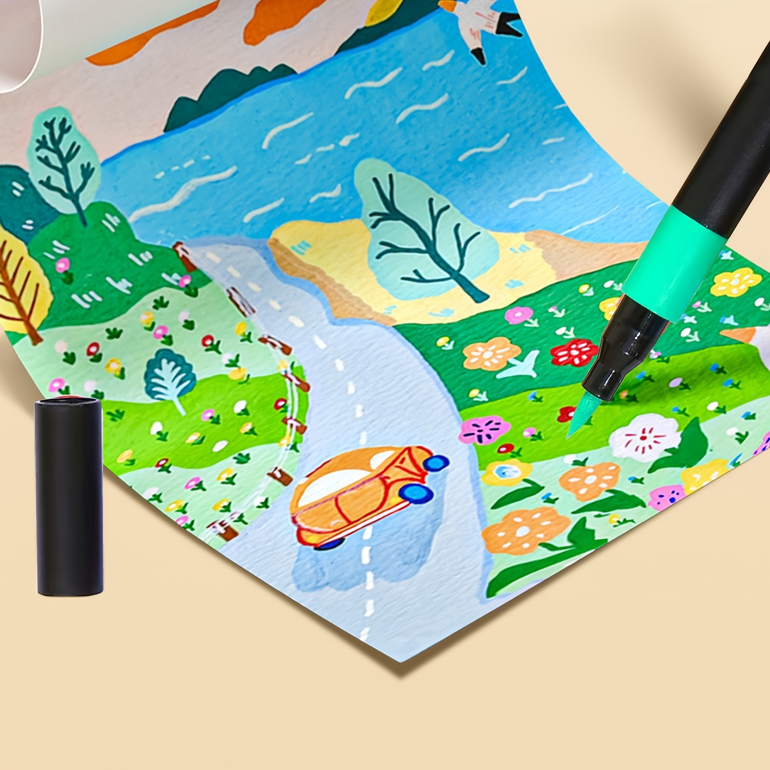 36 Spalvų Profesionalūs Akriliniai Žymekliai su Minkštu ir Plonu Galiuku – Tinkami Scrapbookingui, Keramikai, Stiklui, Medžiui, Drobulėms – Maišomi Vandeniu Pagrįsti Dažai Įvairiems Meno Reikmenims, Tinkami Popieriui, Akmeniui, Audiniams – Dovanos
