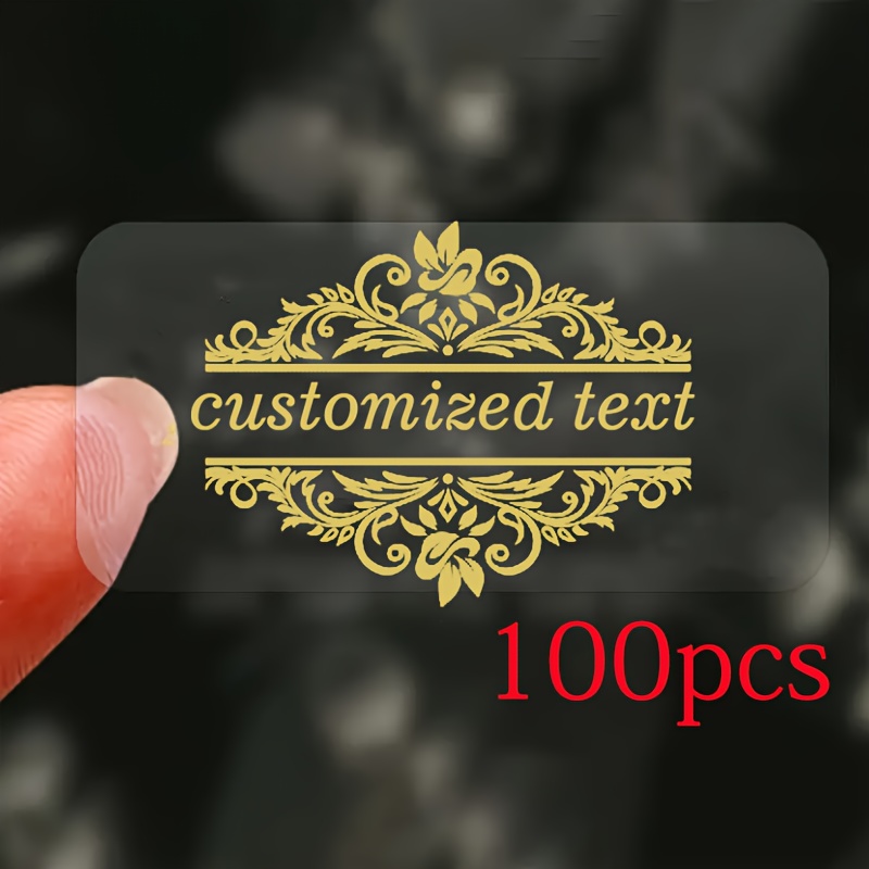 100pcs Custom Carbon-golden Rectangular Stickers: Heart Stickers, Stickers For Parties & Weddings (40x30mm Vinyl)
