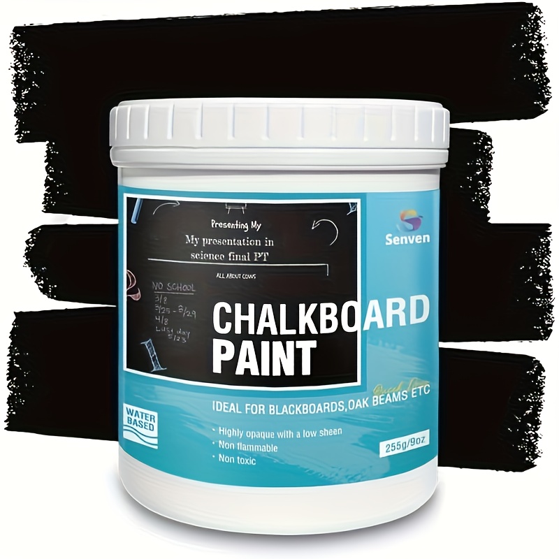 TEMU Black Chalk Board Paint For Wood, Metal, Glass, Wall, Plaster Boards Sign, Frame Any Surface Black Matte End, Acrylic Non-toxic, Quick-dry -