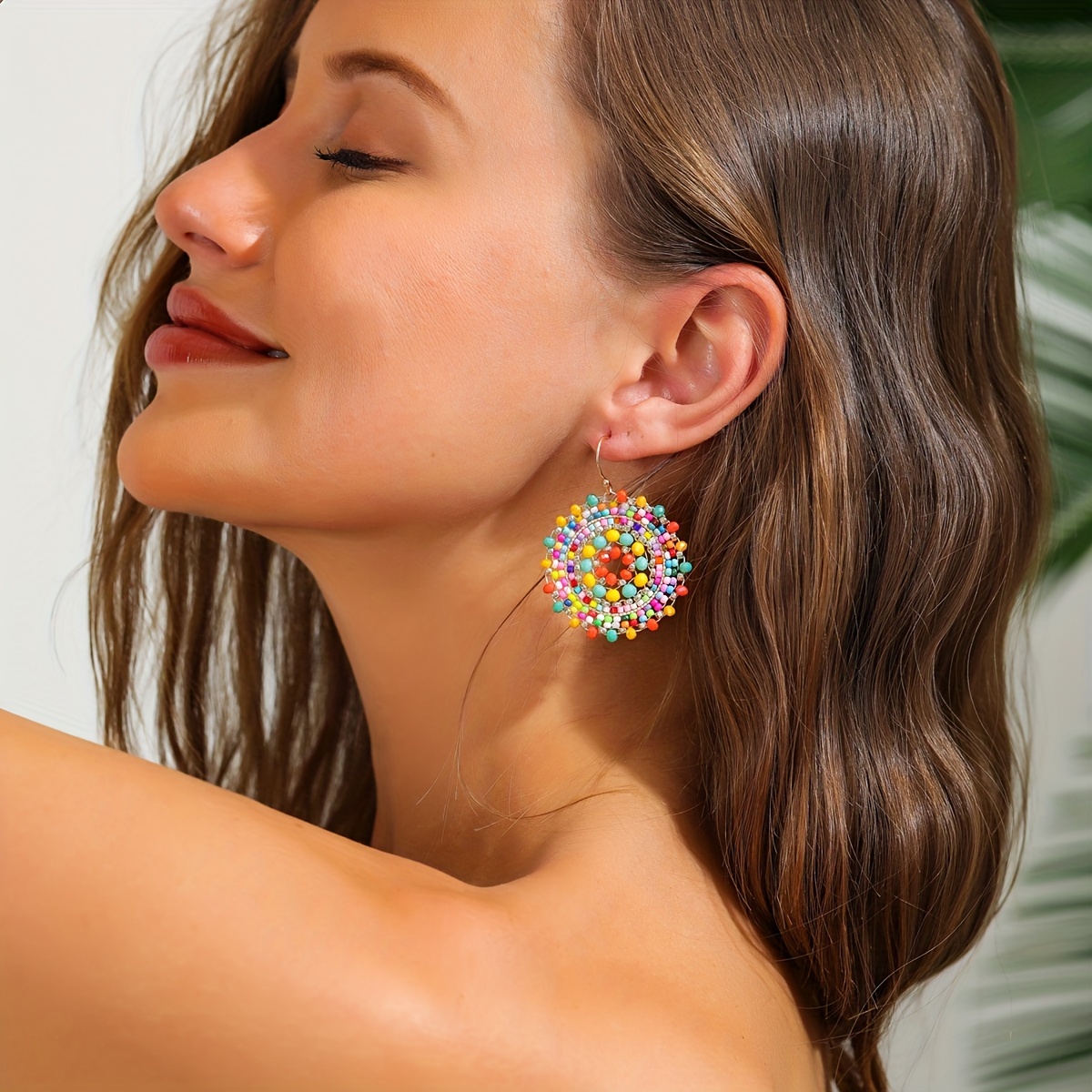 Bohemian Style Flower Rhinestone Dangle Earrings