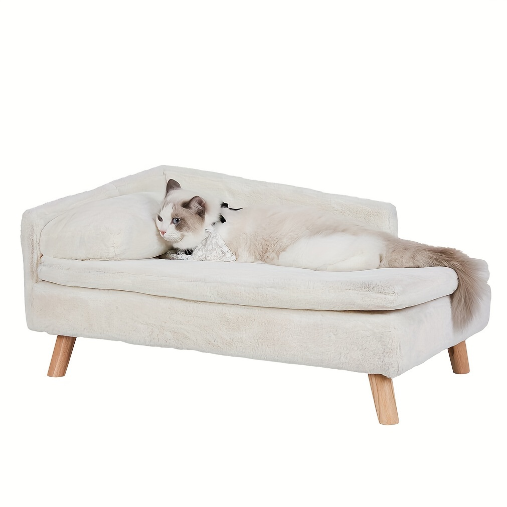 E-shop Hundesofa Bett mit Gummibeinen, Kissenmatte, Plüschkissen, Luxus Katzenliege, weiche, warme Nesting Couch Hocker, Klein, Mittel