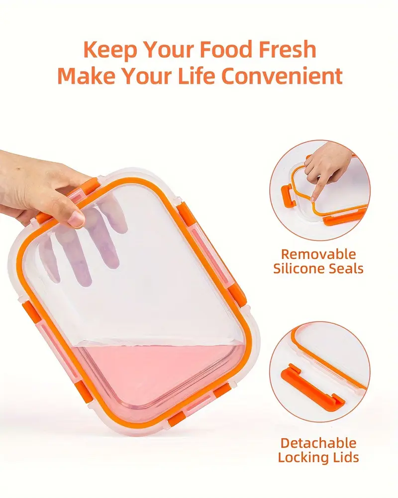 2pcs glass meal prep containers with airtight lids microwave oven and freezer safe transparent rectangular food storage boxes for prep and organized kitchen use Product details 1