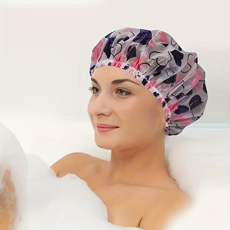 

Lot de 4 Bonnets de Douche pour Femmes avec Bande Élastique - Imperméables, Design Imprimé pour les Soins Personnels