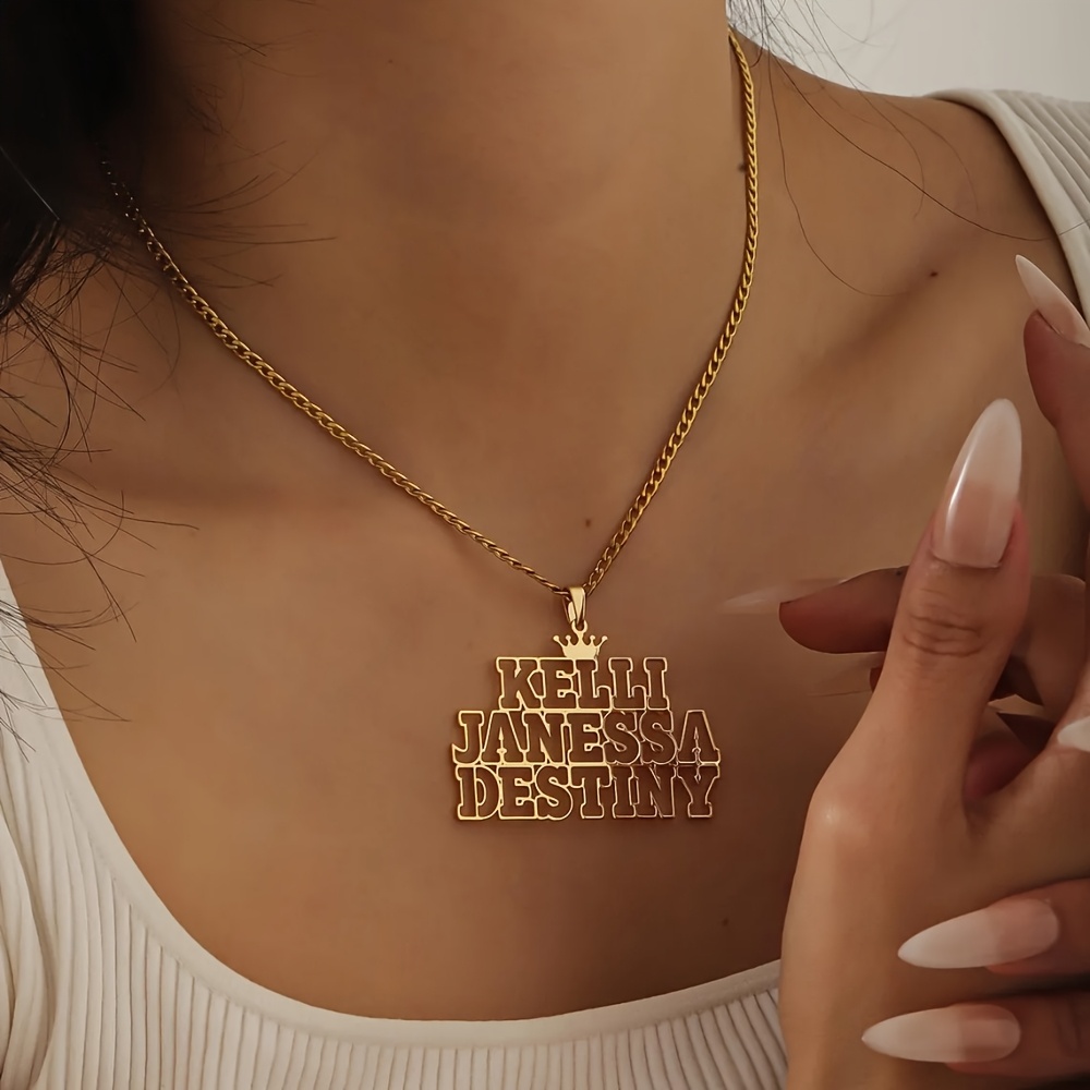 TEMU Collier Personnalisé Chaîne Cubaine - Pendentif Détachable en Acier Inoxydable avec Design Couronne, , Cadeau de Bijou pour Hommes et Femmes,