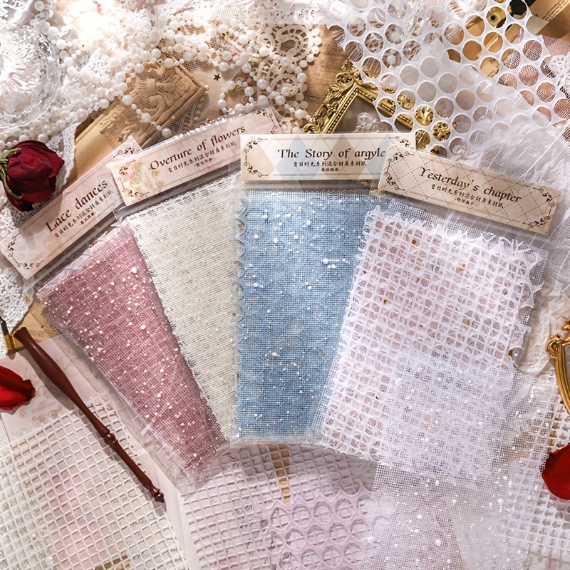 

60 Sheets (4 Packs) Vintage Lace-decorated Notebooks For Journaling And Scrapbooking On Quality Paper With Gift Wrapping Sheets (15 Sheets/pack)