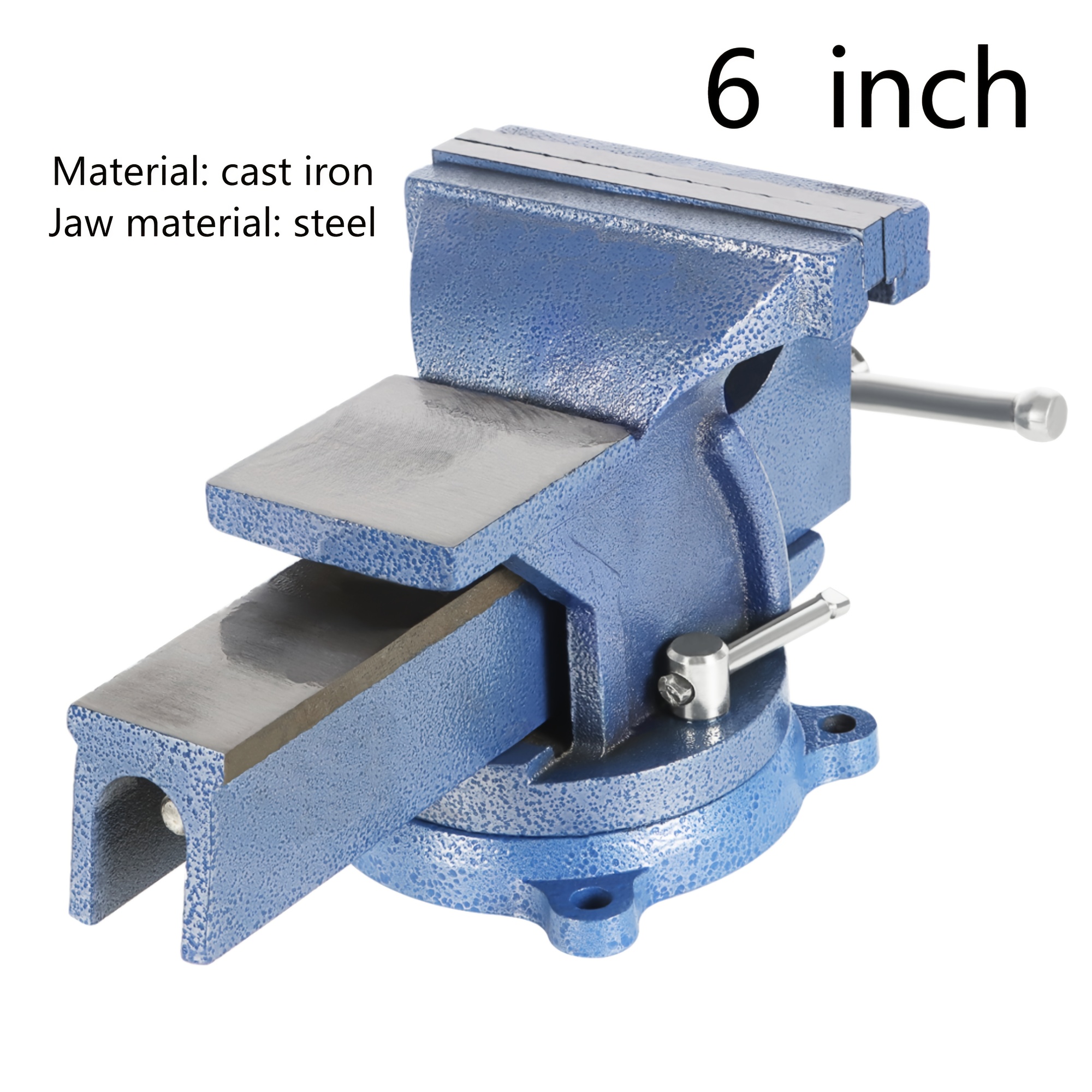 

1pc Heavy Duty 6-inch Steel Bench Vise With 360-degree Swivel Base, Lockable Table Top Clamp, Large Top For Workshop And Garage Use