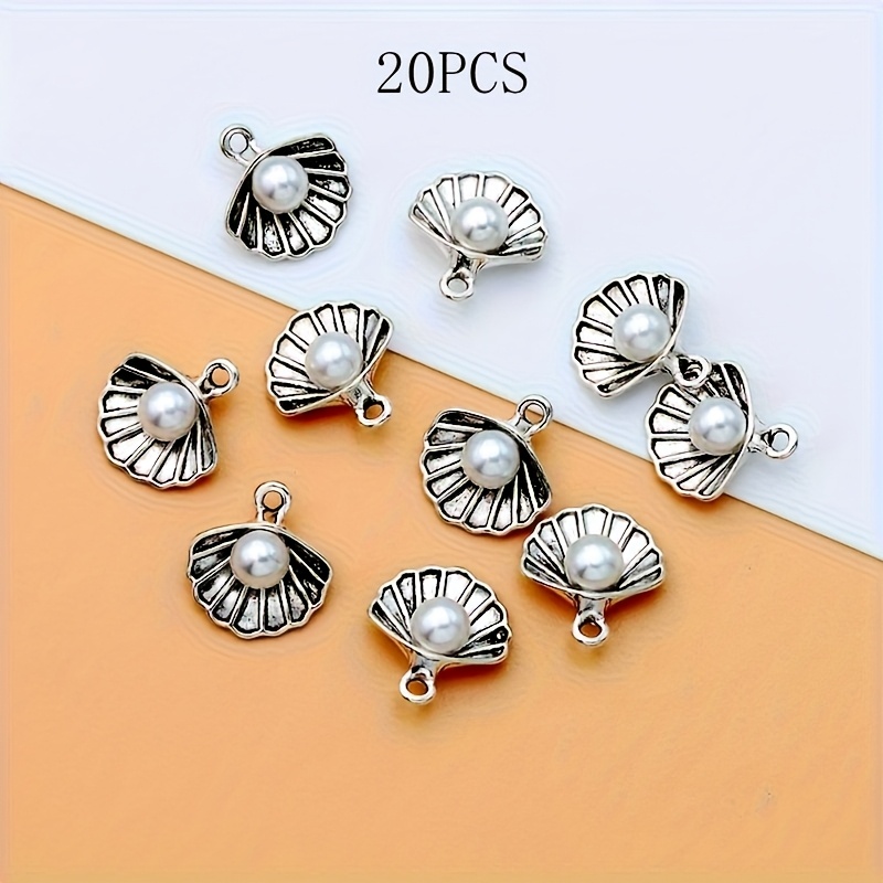 Image of 10pcs/20pcs Ocean Shell Charm Alloy Ocean Shell Ancient Silvery Tibetan Silvery Making Bracelet Diy Earrings Made Hand Necklace Shell Pendant Handmade