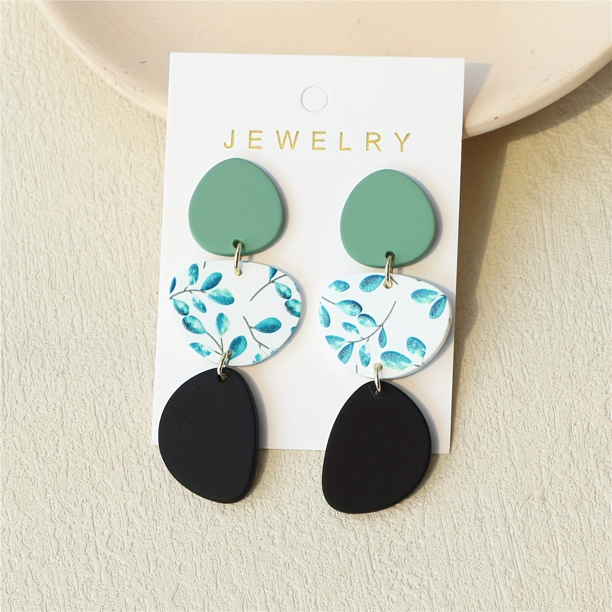 

Elegant & Cute Green Floral Acrylic Dangle Earrings With Stainless Steel Posts - Casual Attire Or Gifting