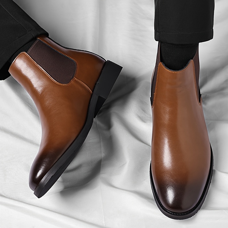 mens chelsea boots stylish high top dress shoes trendy - Temu