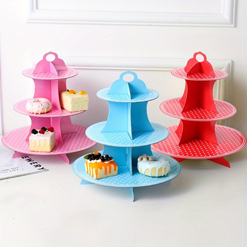 

1pc 3-tier Polka Dot Cupcake Stand - Elegant Decorations For Birthdays And Baby Showers - Dessert Display For A Celebration