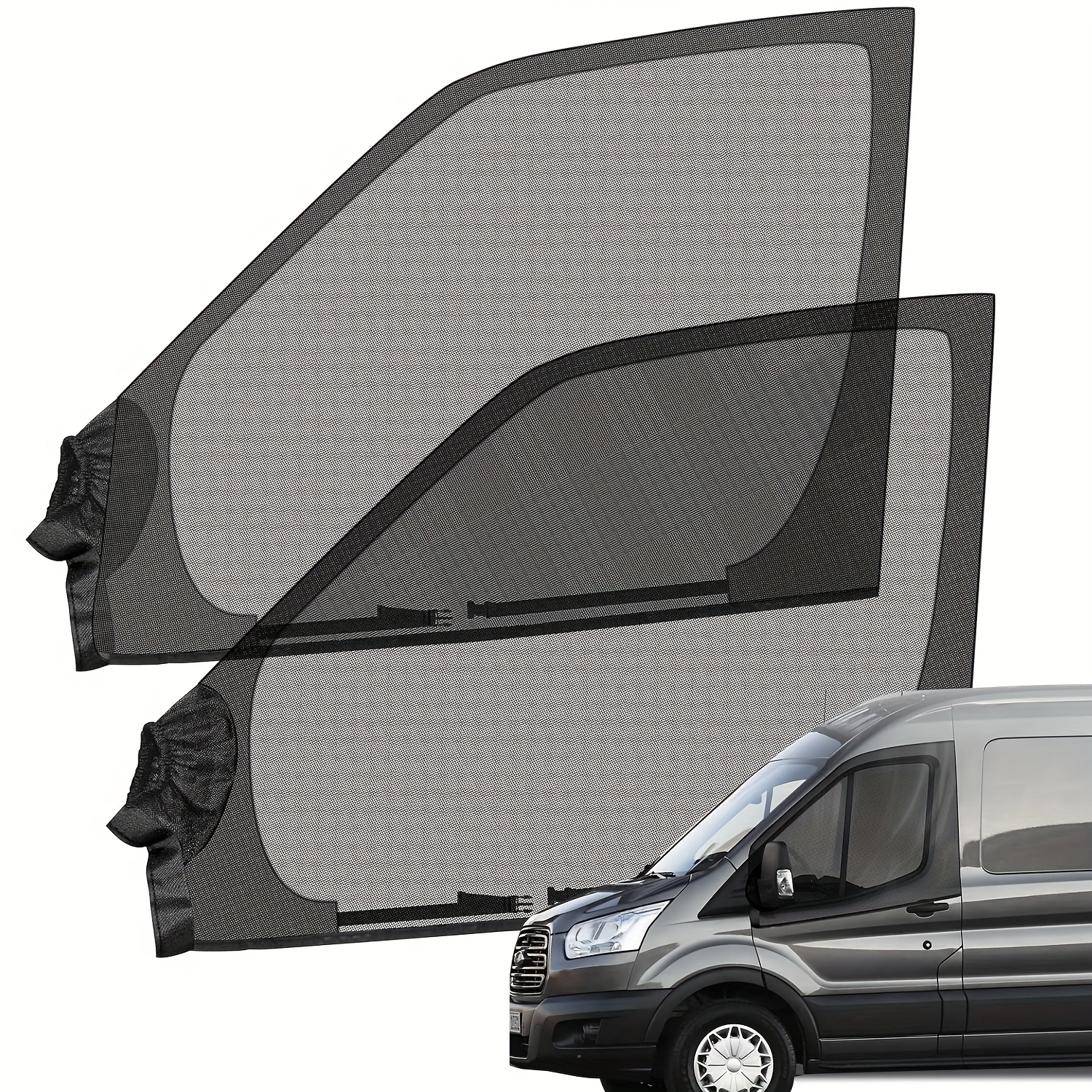 Magnetic Van Window Screens, 47 X 33 Inches Front Screens (pair), Universal Size For Transit Van, Promaster, Sprinter And Other & Cars, Magnetic Bug Mesh