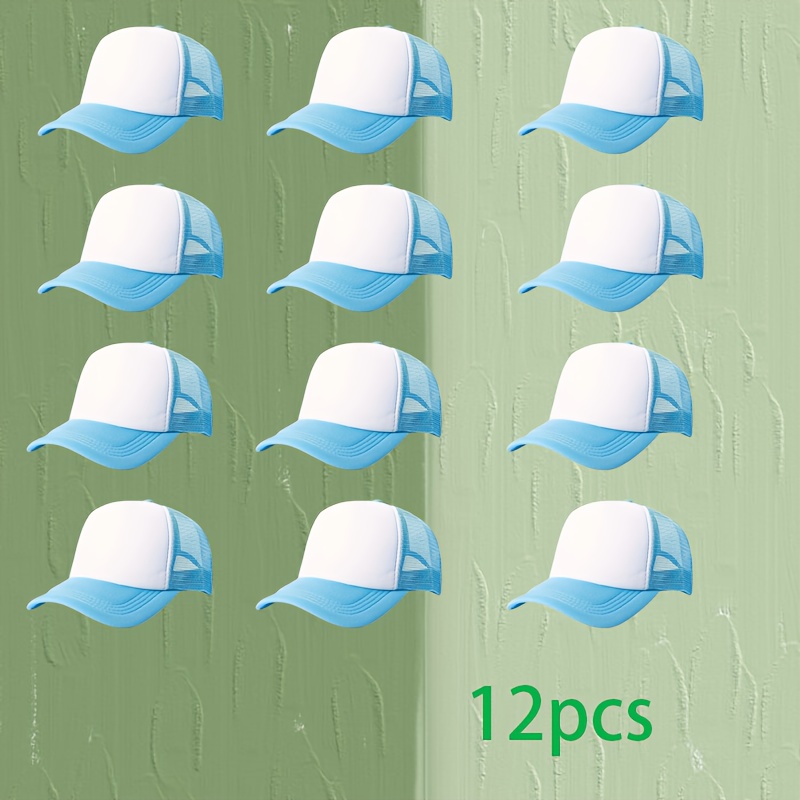 12pcs Custom DIY Pattern Printed Mesh Baseball Caps, Fashionable Style