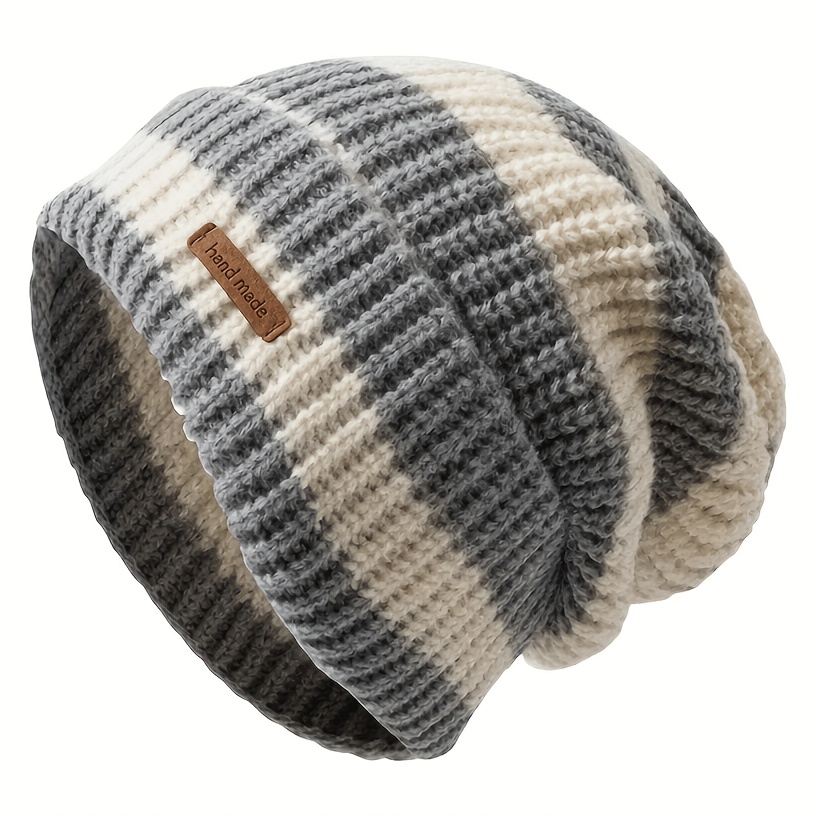 TEMU Bonnet rayé pour homme et femme - Bonnet d'hiver léger, coupe-vent et chaud avec élastique, convient pour le cyclisme air, tenue décontractée,