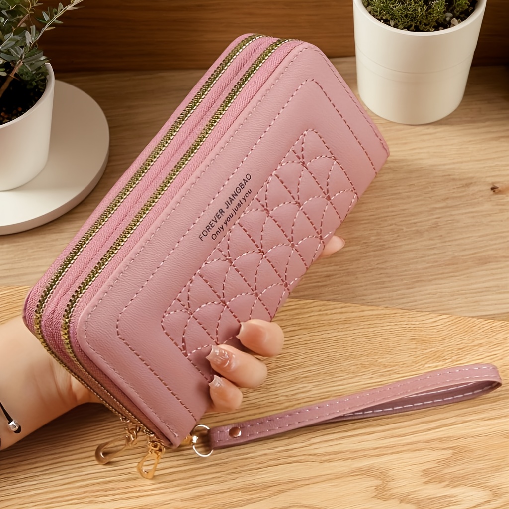 TEMU Women's Compact Zipper Wallet With Card Slots - Organizer Bag, Secure Closure, Lightweight Pvc Purse For Daily And Formal Use - Ideal Gift For