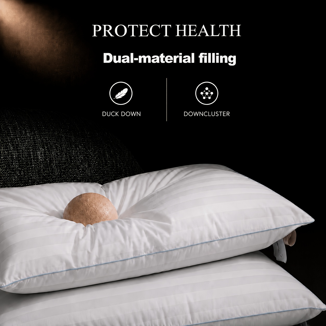 Image of 2 Pack Comfortable Lightweight Neck Support Hybrid Pillow, Filled With Duck Down And Feathers, Designed To Provide Gentle Support For Head, Neck And Shoulders, A More Comfortable Sleep Experience