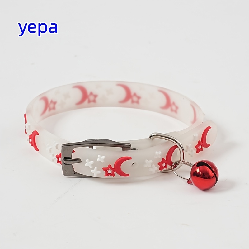 TEMU And Moon Pattern Fluorescent Collar, Cute -the-dark Collar, Adjustable , Nighttime Safety Anti-lost Collar, In Colors, Suitable For Small To