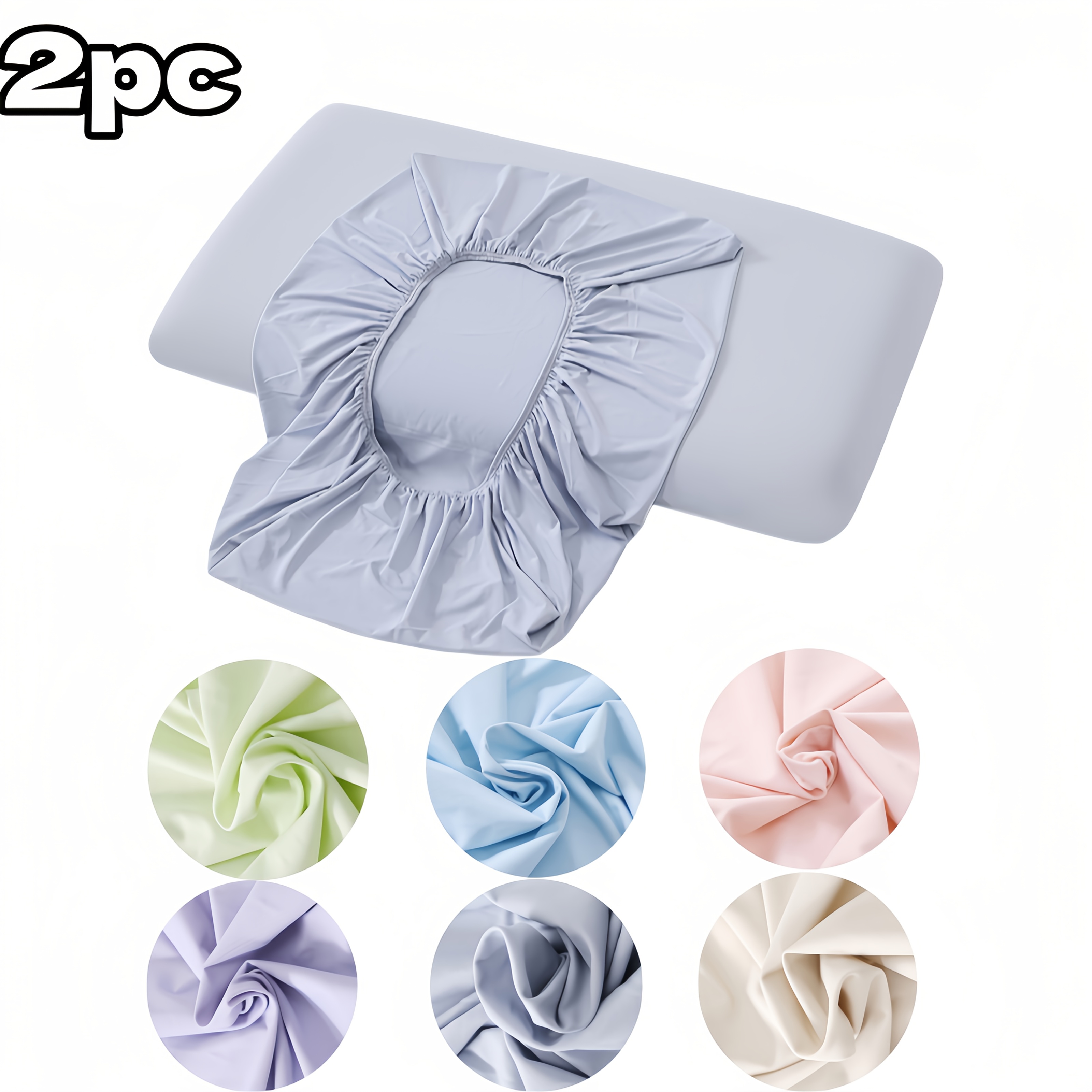 2pcs Universal Pillowcases, Fitted Sheet Style, Inclusive, Soft And Comfortable, Breathable And Non-stuffy, Multiple Colors , Pillow Insert Not Included, Machine Washable, Versatile For Multiple